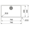 Franke MYX 110-70 Mythos 700mm Single Bowl Undermount Sink